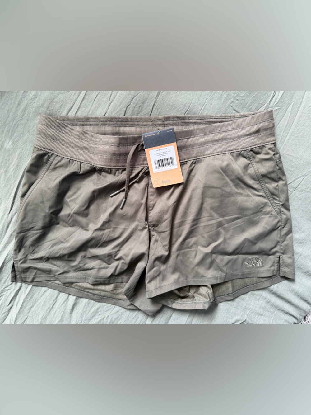 The North Face Taupe Green Hiking Shorts with Logo